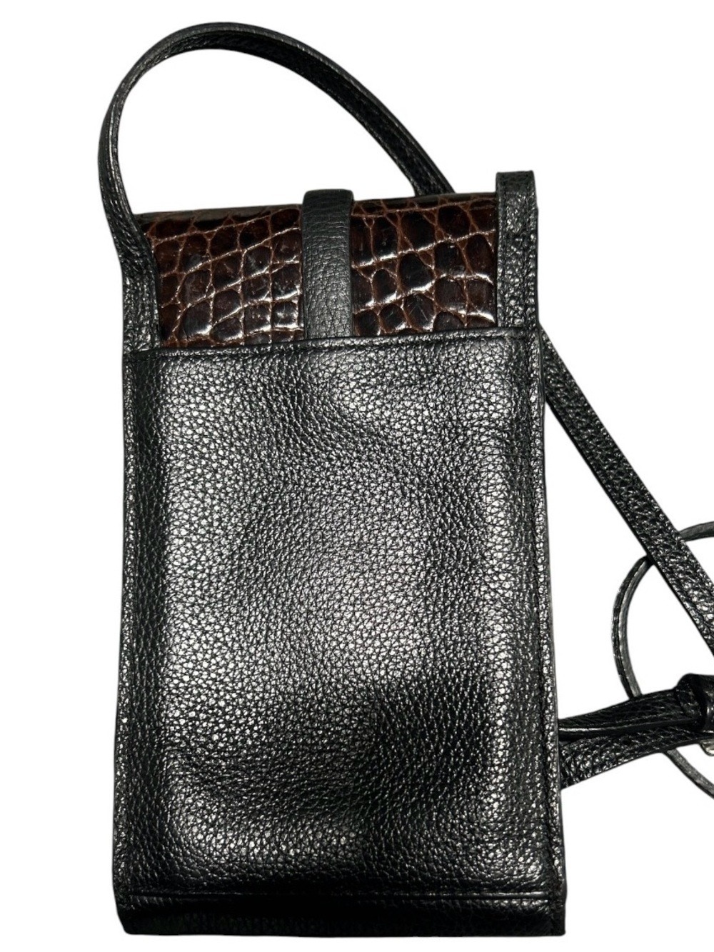 Brighton Brown Croc Embossed Leather Crossbody Bag - Picture 3 of 7